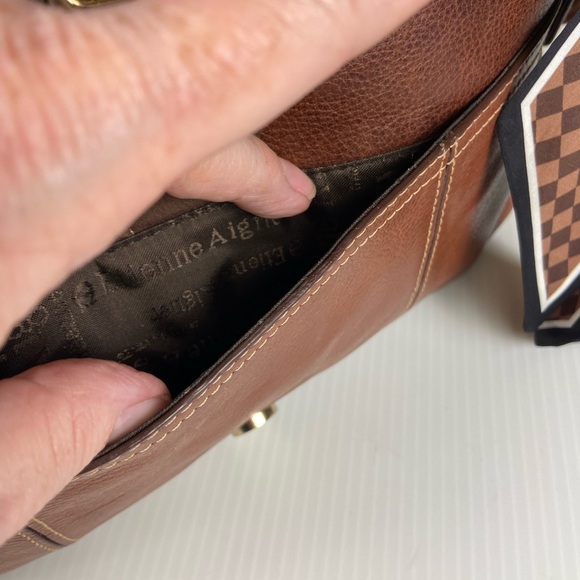 Etienne Aigner Horseshoe Leather Shoulder Bag Cognac Brown Equestrian - Picture 5 of 16